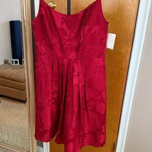 David's Bridal Red Floral Midi Dress